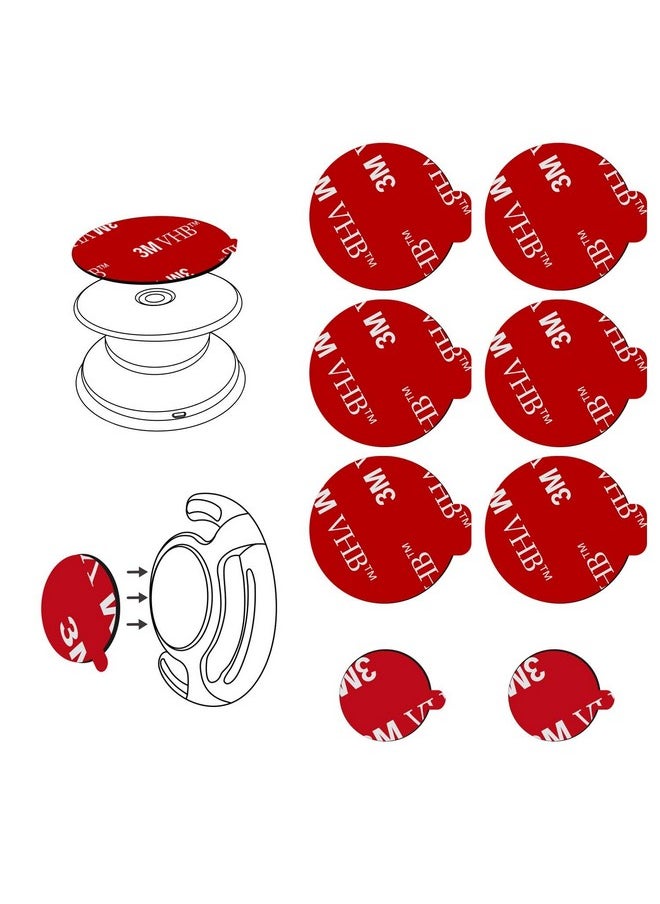 volport 3M Sticky Adhesive Replacement Parts For Pops Socket Base 6Pcs 1.38 Circle Double Sided Tape For Collapsible Grip Stand'S Back 2Pcs Vhb Sticker Pads For Car Socket Mount & Cell Phone Magnetic Holder  - Image 1