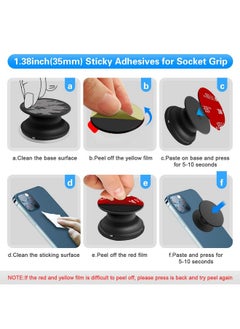volport 3M Sticky Adhesive Replacement Parts For Pops Socket Base 6Pcs 1.38 Circle Double Sided Tape For Collapsible Grip Stand'S Back 2Pcs Vhb Sticker Pads For Car Socket Mount & Cell Phone Magnetic Holder  - Image 4
