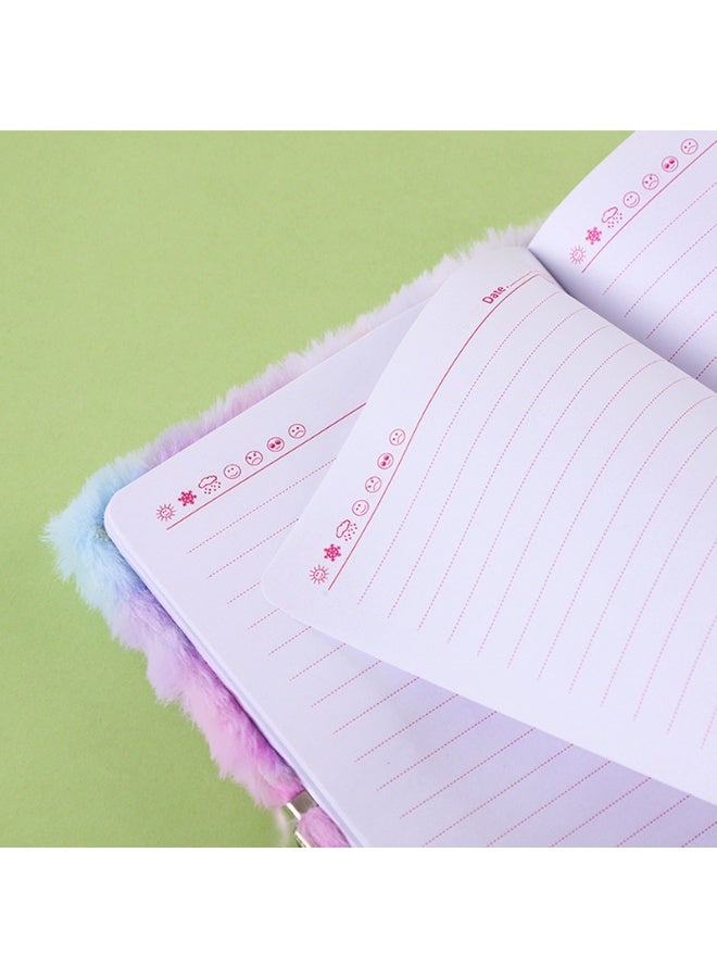 Fuzzy Cat-Themed Journal Set with Coin Purse, Keychain Pom-Pom, and 6 Cute Stickers - Image 3