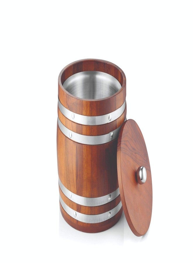 FnS Wooden Finish Food Safe Stainless Steel Ice Bucket for Home & Bar (1 Wooden Ice Bucket) - Image 1
