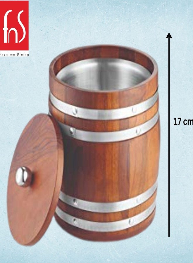 FnS Wooden Finish Food Safe Stainless Steel Ice Bucket for Home & Bar (1 Wooden Ice Bucket) - Image 4