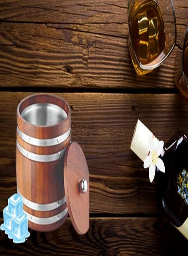 FnS Wooden Finish Food Safe Stainless Steel Ice Bucket for Home & Bar (1 Wooden Ice Bucket) - Image 2