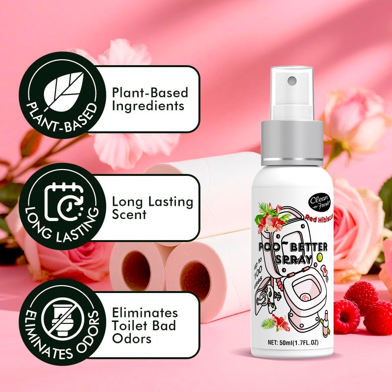Clean-n-Fresh Toilet Spray, 8.5 Fl Oz Variety Pack of 5 - Citrus, Hibiscus, Lavender, Eucalyptus, Beach Coco, Travel Essentials Bathroom Odor Elimination, Air & Toilet Freshener, Each 1.7 Fl Oz - Image 2