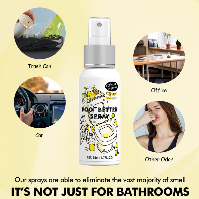 Clean-n-Fresh Toilet Spray, 8.5 Fl Oz Variety Pack of 5 - Citrus, Hibiscus, Lavender, Eucalyptus, Beach Coco, Travel Essentials Bathroom Odor Elimination, Air & Toilet Freshener, Each 1.7 Fl Oz - Image 3