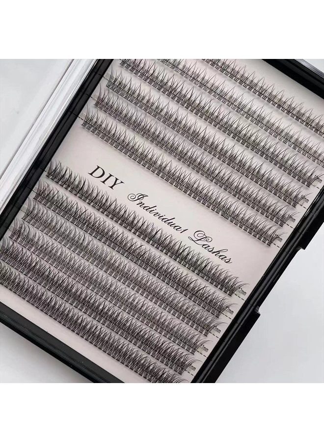 IECILI Individual Lashes Natural Cluster Lashes 8-14mm Mixed Pack /12 Roots/C Curl /0.10mm Thickness/Faux Mink Diy Premade Fans Eyelash Extensions (C Curl, Fishtail Lashes-0.10mm)  - Image 1