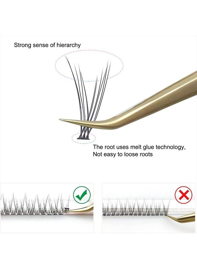 IECILI Individual Lashes Natural Cluster Lashes 8-14mm Mixed Pack /12 Roots/C Curl /0.10mm Thickness/Faux Mink Diy Premade Fans Eyelash Extensions (C Curl, Fishtail Lashes-0.10mm)  - Image 3