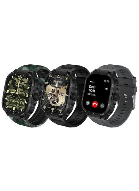 ساعة HainoTeko SQ-2 الذكية - شاشة AMOLED - شحن لاسلكي - 3 أحزمة - متوافقة مع أندرويد وiOS