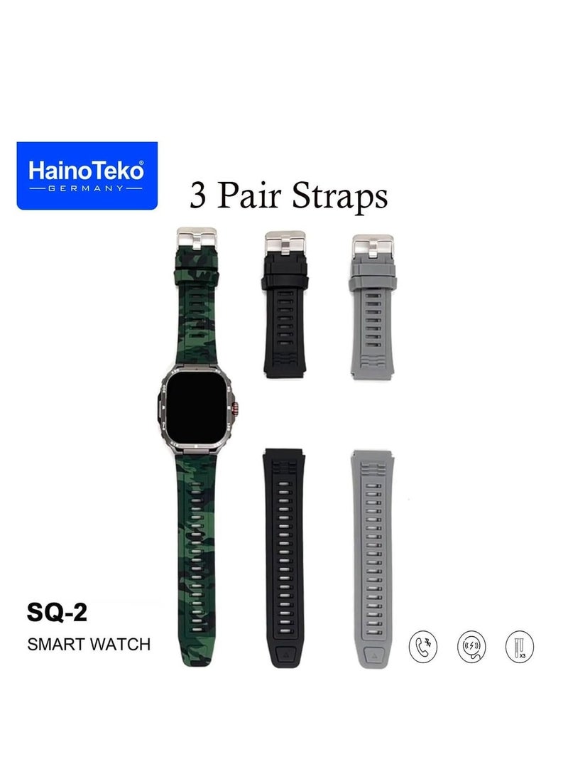 ماركة غير محددة - ساعة HainoTeko SQ-2 الذكية - شاشة AMOLED - شحن لاسلكي - 3 أحزمة - متوافقة مع أندرويد وiOS - Image 1