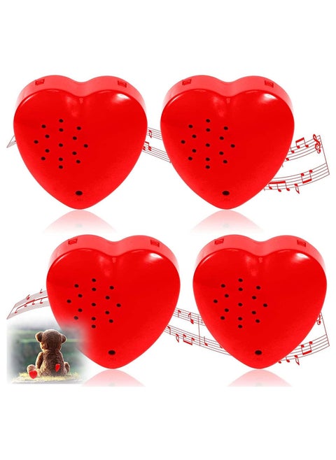 Voice Recorder for Stuffed Animal, 30 Seconds Stuffed Animal Voice Recorder Box, Bear Toy Push Button Sound Recorder, Heartbeat Recorder, Recording Device Sound Module for Toys, 4 Pcs (Red)