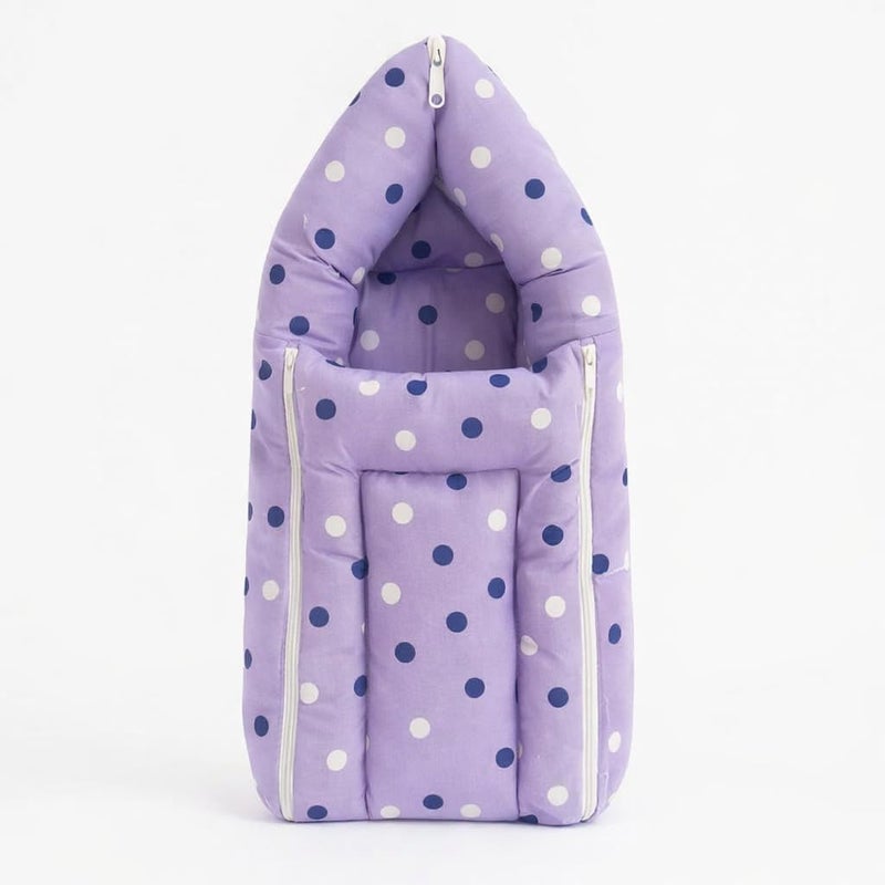 DADDY - G DADDY G 3-in-1 Baby Bed & Sleeping Bag for Newborn | Portable Cotton Baby Bedding Set | Unisex Carry Nest & Baby Holder for New Born | Soft & Lightweight Infant Sleep (Purple Dot) - Image 5