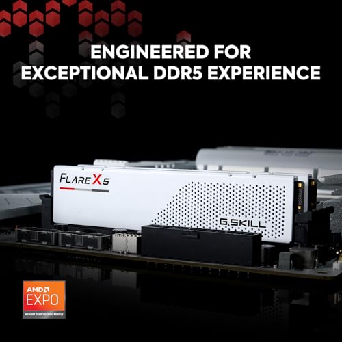 G.Skill GSKILL Flare X5 Series DDR5 RAM AMD Expo 64GB 2x32GB 6000MTs CL28363696 140V Desktop Computer Memory UDIMM Matte White F56000J2836G32GX2FX5W - Image 3
