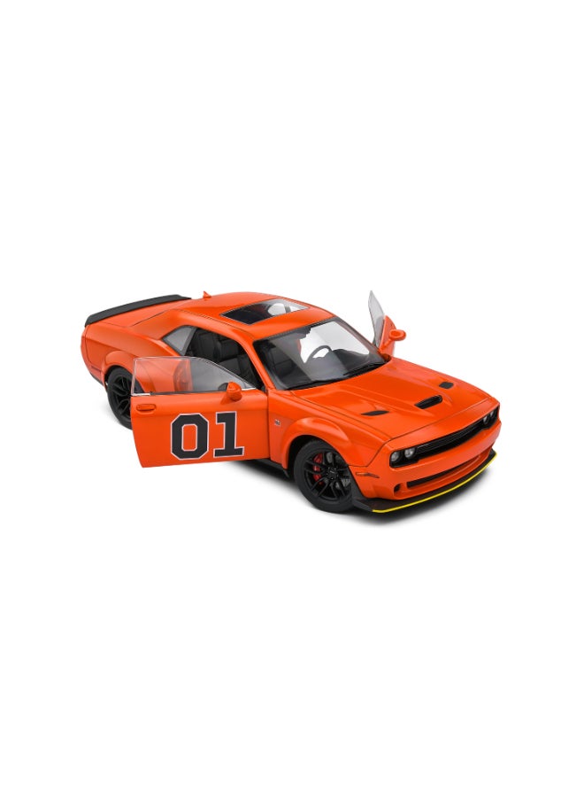Solido Dodge Challenger R/T Scat Pack Widebody Hazzard Tribute 2023 Diecast Model Car, 1:18 Scale, Opening Front Doors, Steerable Wheels, Official Dodge Collector Display Model, Orange - Image 2