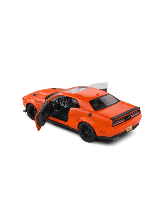 Solido Dodge Challenger R/T Scat Pack Widebody Hazzard Tribute 2023 Diecast Model Car, 1:18 Scale, Opening Front Doors, Steerable Wheels, Official Dodge Collector Display Model, Orange - Image 4
