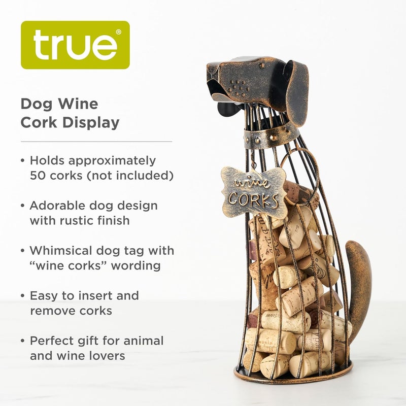 True Dog Wine Cork Holder Decorative in Metal with Bronze Finish, Corks Display Holders, Home Bar Accessories, Kitchen and Dining Room Decor, Set of 1 - Image 1