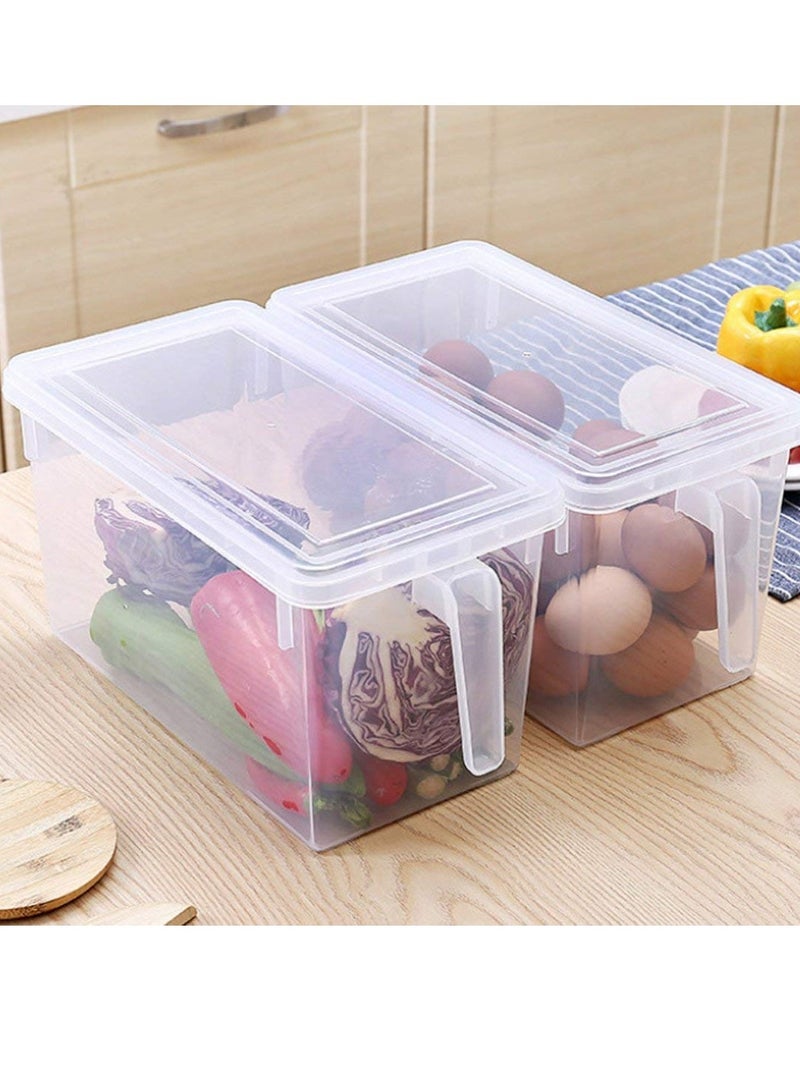 Proma - Food Storage Boxes With Lids And Handle Pack Of 2 4.7l Large Plastic Kitchen Refrigerator Fridge Stackable Desk Cabinet Food Fruit Eggs Vegetables Drawer Storage Organizer Box Containers Multicolour - Image 1