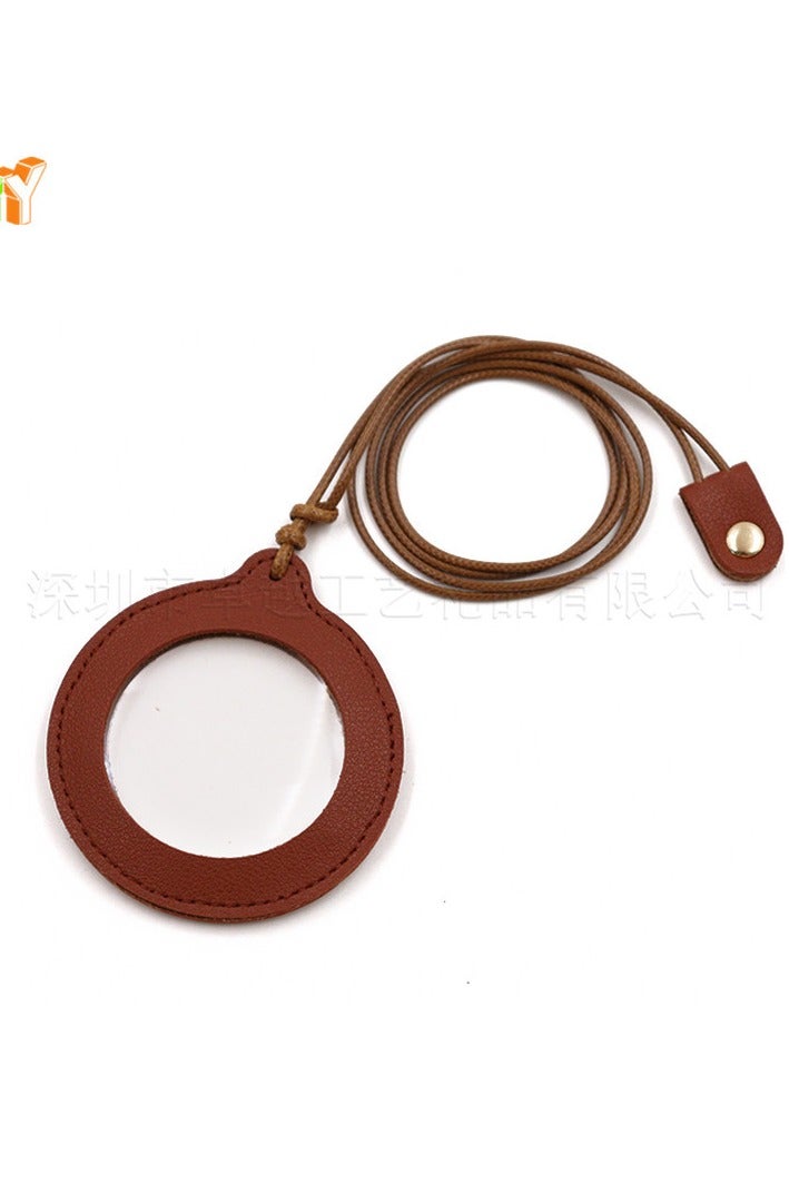 general Simple solid-color adjustable neck-mounted magnifying glass leather case for the elderly, a high-power portable magnifying glass protection case for the elderly. - Image 1