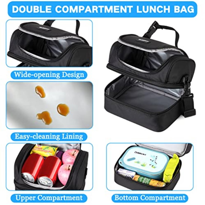 Lunch Tote Bag for Boys Girls, Insulated Two Compartments Cooler Bags for School, Daye, Kindergarten, Picnic - Image 3