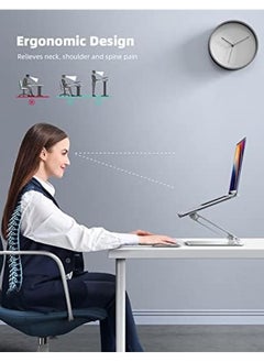Lamicall Adjustable Laptop Stand Portable Laptop Riser Aluminum Laptop Stand For Desk Foldable Ergonomic Computer Notebook Stand Holder For Macbook Air Pro Generic Xps Hp 10 17.3'' Silver  - Image 2