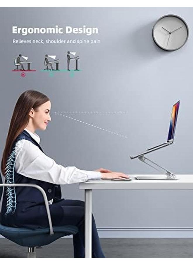 Lamicall - Adjustable Laptop Stand Portable Laptop Riser Aluminum Laptop Stand For Desk Foldable Ergonomic Computer Notebook Stand Holder For Macbook Air Pro Generic Xps Hp 10 17.3'' Silver - Image 1