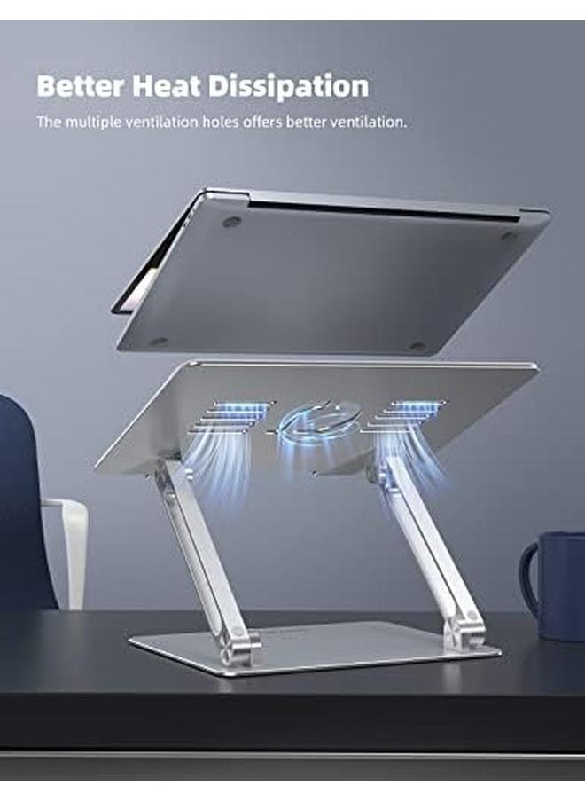 Lamicall - Adjustable Laptop Stand Portable Laptop Riser Aluminum Laptop Stand For Desk Foldable Ergonomic Computer Notebook Stand Holder For Macbook Air Pro Generic Xps Hp 10 17.3'' Silver - Image 1