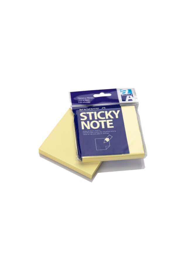 دبل إيه Sticky Notes 100-Sheets, 76 mm x 76 mm Size, Yellow - Image 3
