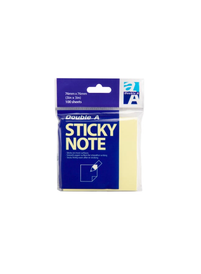 دبل إيه Sticky Notes 100-Sheets, 76 mm x 76 mm Size, Yellow - Image 1