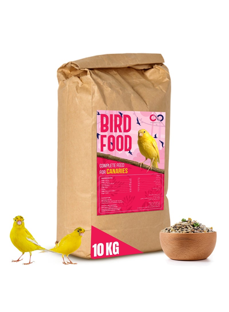 Brandsfinity 10kgs Premium Bird Feed for Canaries – Millet White, Yellow, Canary Grass Seed, Oats Peeled, Maize – Ideal Bird Food for Healthy Diet - Image 1