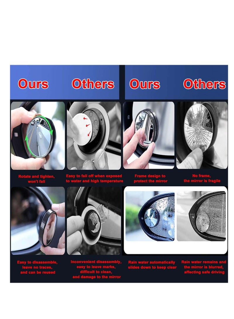 Generic Car Blind Spot Mirror, Round HD Glass with Framed Convex Rear View Mirror with Wide Angle Adjustable Sucker for All Universal Vehicles Car Fit Stick-on Design - Image 2