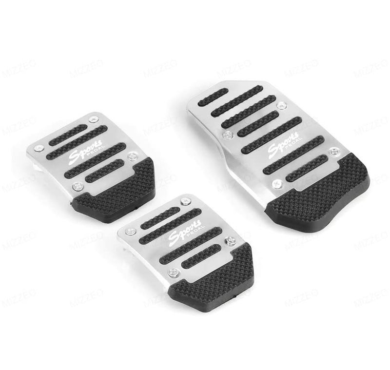 MIZZEO Vehicle Sports Accelerator Brake Clutch Pedal Cover (Pack of 3) Silver Compatible with Maruti Ritz (Type-II) 2012-2017 - Image 2