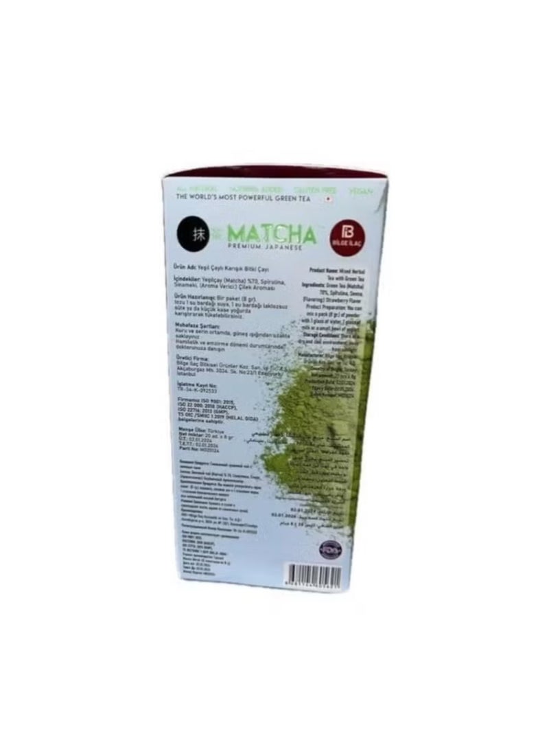 Japanese strawberry matcha tea antioxidant for weight loss and fat burning - 20 bags - Image 1