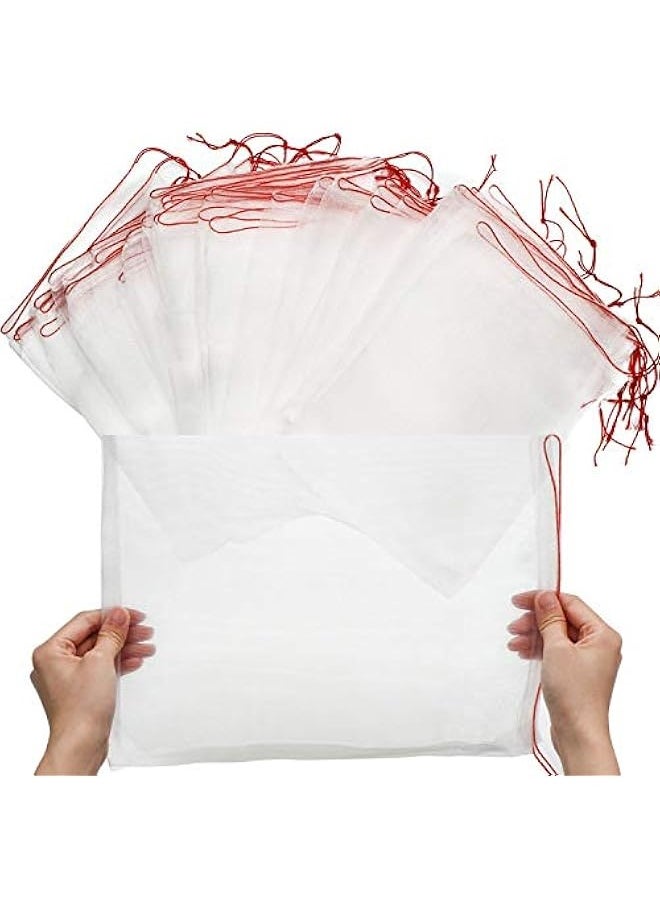 Generic 50 PCS Fruit Protection Bags, 10x14 Inch Reusable Garden Netting Mesh Bag with Drawstrings, Plant Covers Protect Fruits Vegetables Tomato Apple Peach Trees  - Image 1