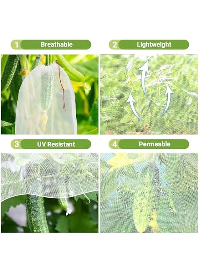 Generic 50 PCS Fruit Protection Bags, 10x14 Inch Reusable Garden Netting Mesh Bag with Drawstrings, Plant Covers Protect Fruits Vegetables Tomato Apple Peach Trees  - Image 3