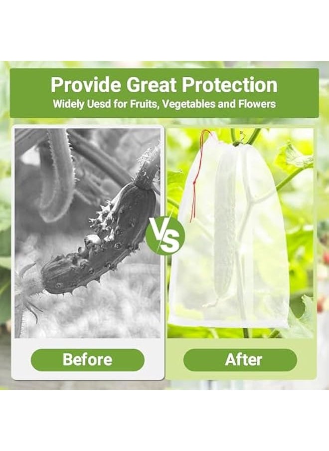 Generic 50 PCS Fruit Protection Bags, 10x14 Inch Reusable Garden Netting Mesh Bag with Drawstrings, Plant Covers Protect Fruits Vegetables Tomato Apple Peach Trees  - Image 2