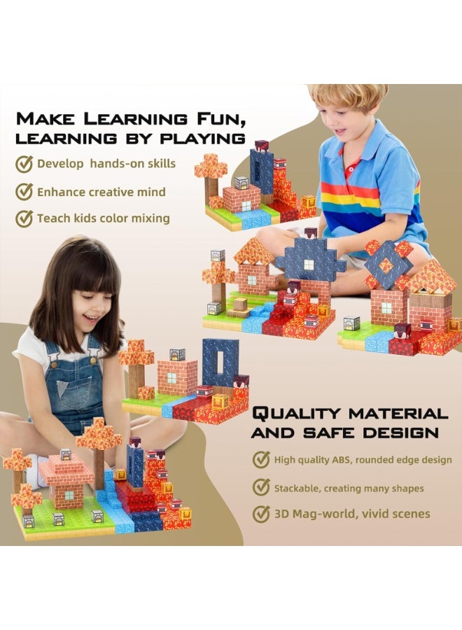 VTERLY Magnetic Blocks, 100PCS Game-Based Magnets Cubes, Magnet Magic Forest World Set Magnetic Building Blocks, Montessori Sensory Toys for 6-13 Year Old Boys Girls Birthday for Kids - Image 4