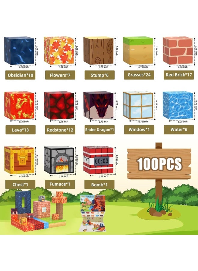 VTERLY Magnetic Blocks, 100PCS Game-Based Magnets Cubes, Magnet Magic Forest World Set Magnetic Building Blocks, Montessori Sensory Toys for 6-13 Year Old Boys Girls Birthday for Kids - Image 2