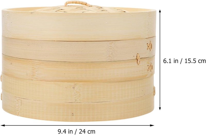Steamer Basket 24cm Double Layer with Lid Reusable Kitchen Dumpling and Dim Sum Steamer for Household Cooking - Image 2