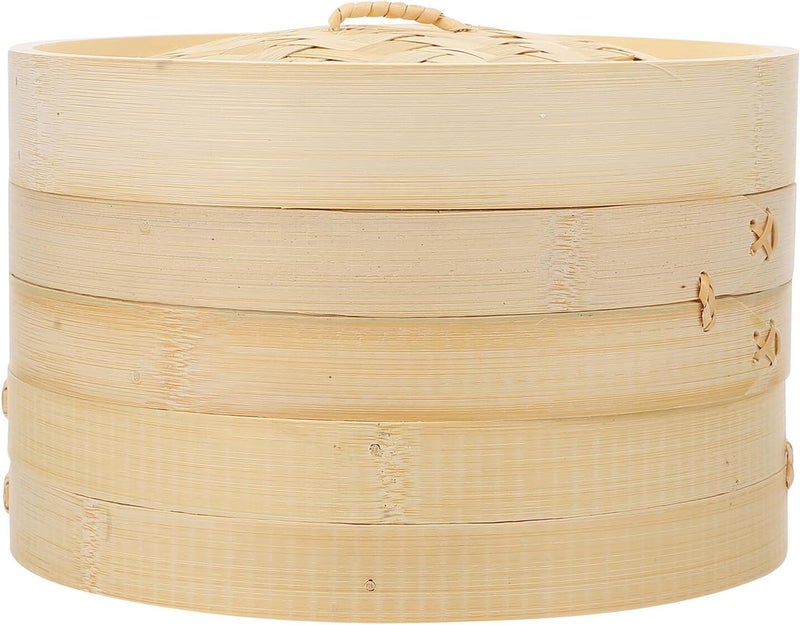 Steamer Basket 24cm Double Layer with Lid Reusable Kitchen Dumpling and Dim Sum Steamer for Household Cooking - Image 1