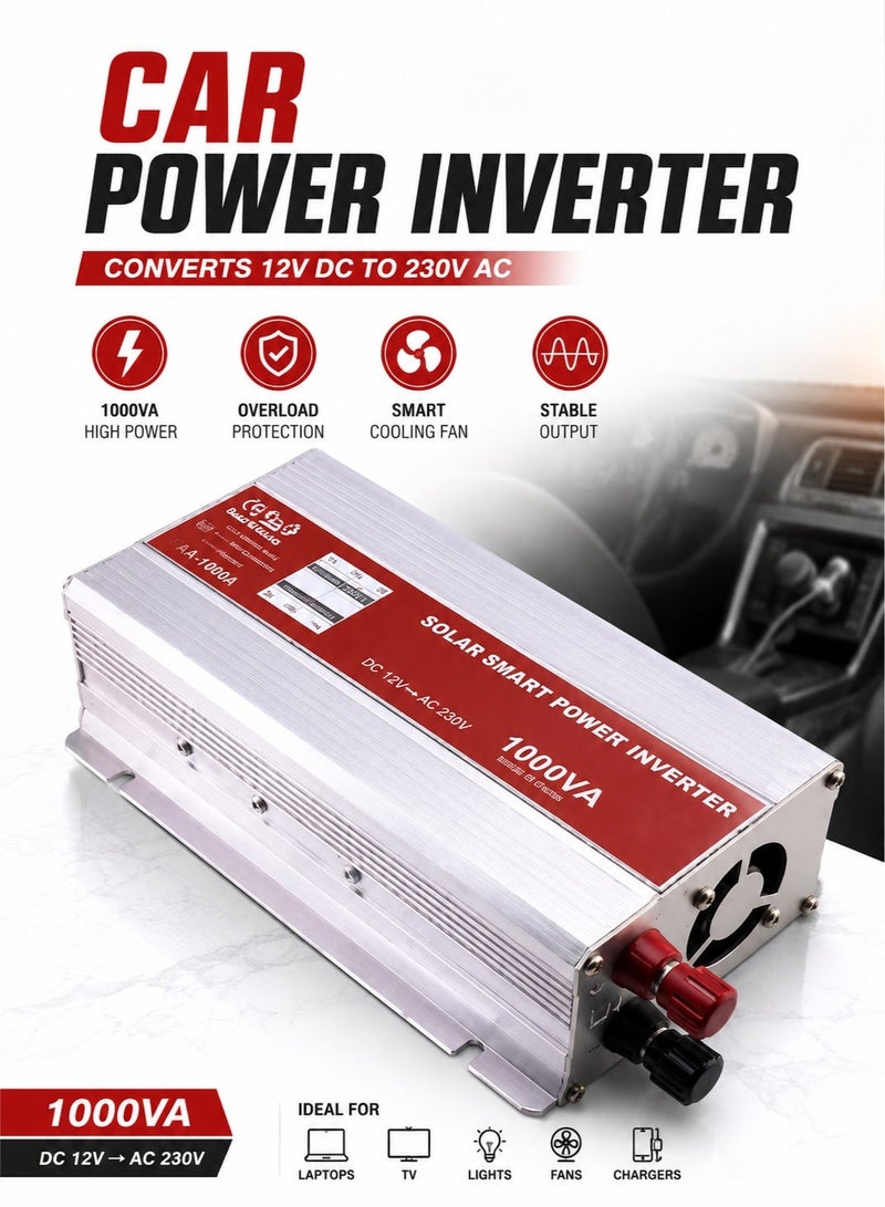 Suoer Car Power Inverter DC 12V To AC 230V 1000VA Converter Solar Smart Power Inverter With USB Port Car Home Inverter SUOER STA1000A - Image 1