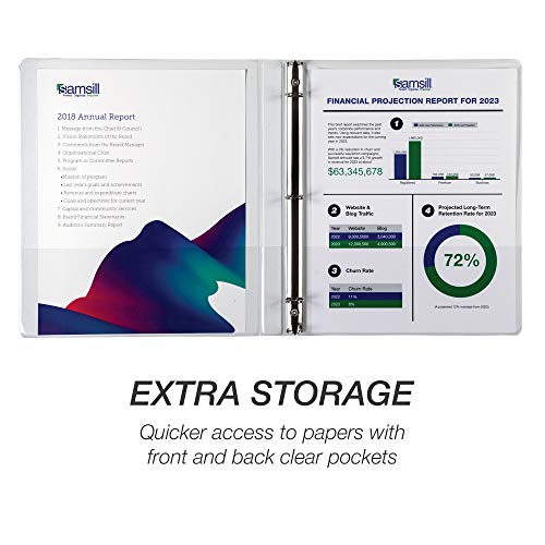 Samsill Durable .5 Inch Binder, Made in the USA, Round Ring Customizable Clear View Binder, White, 8 Pack (S88417) - Image 5