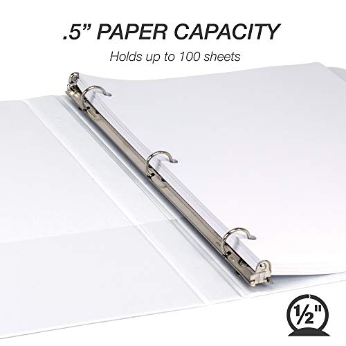 Samsill Durable .5 Inch Binder, Made in the USA, Round Ring Customizable Clear View Binder, White, 8 Pack (S88417) - Image 4