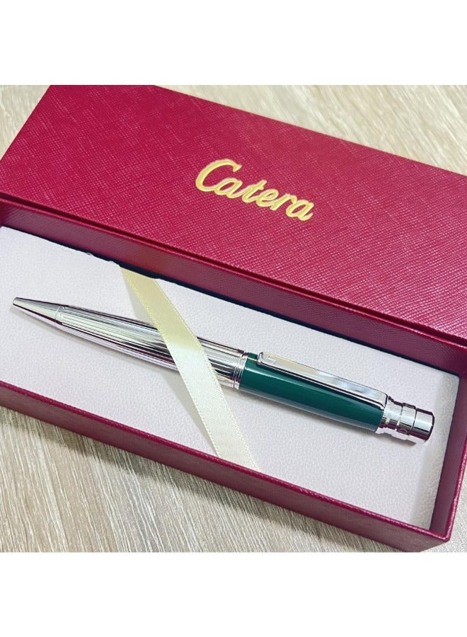 كاتيرا قلم بجودة و اناقة عالية بتصميم مريح وسلس باللونين الفضي والأخضر. - Image 1