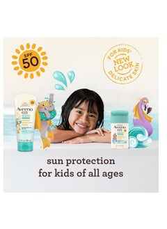 Aveeno Aveeno Kids Continuous Protection Zinc Oxide Mineral Sunscreen Lotion for Children's Sensitive Skin with Broad Spectrum SPF 50, Tear-Free, Sweat- & Water-Resistant, Non-Greasy, 3 fl. Oz  - Image 5