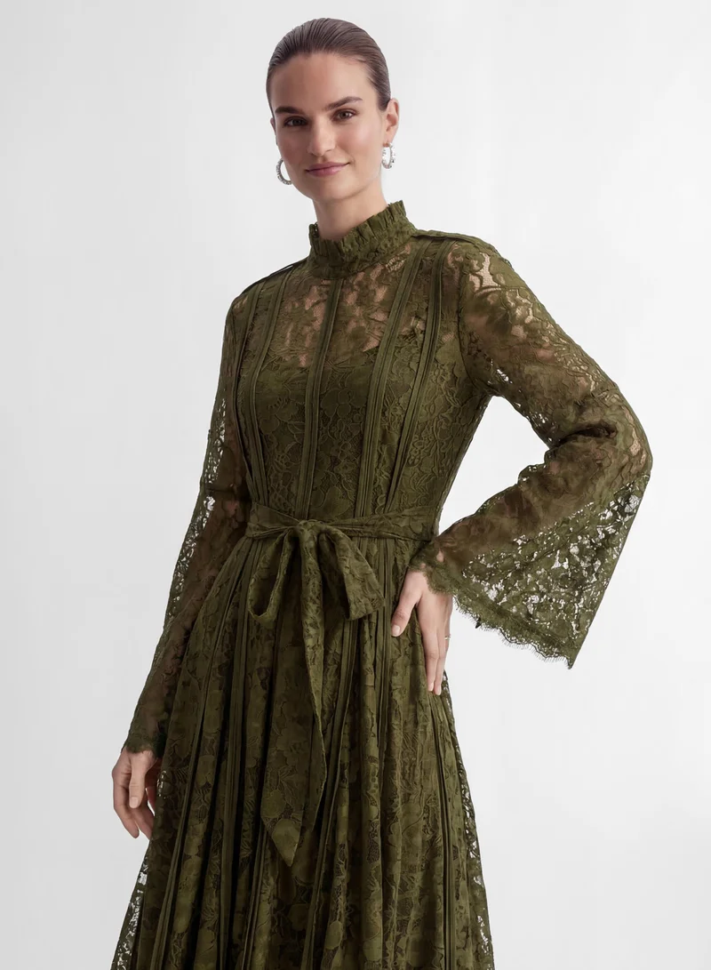 Sunfere  The Best Gift Olive Green Bell Sleeve Lace Maxi Dress for Women | Best Price UAE