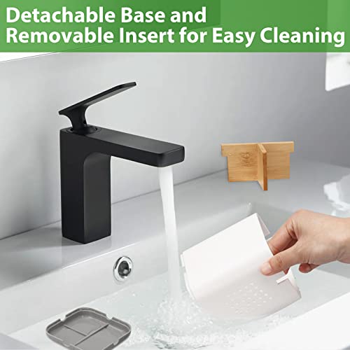 Boperzi Toothbrush and Toothpaste Holder with Bamboo Divider for Bathroom Countertop Organizer, Plastic Detachable Anti-Slip Large Electric Toothbrush Holders Storage Caddy Drainage for Family, Kids - Image 3