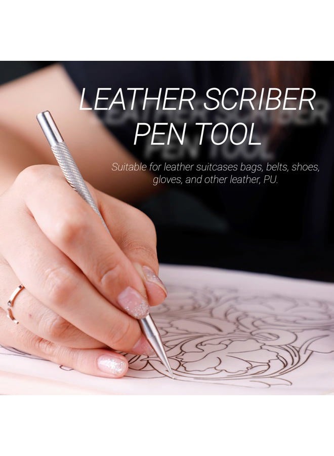 Hilitand Leather Scriber Pen, Stainless Steel Leather Scriber Positioning Pen Marking Tool DIY Crafts Tool for Leather Craft Projects - Image 3