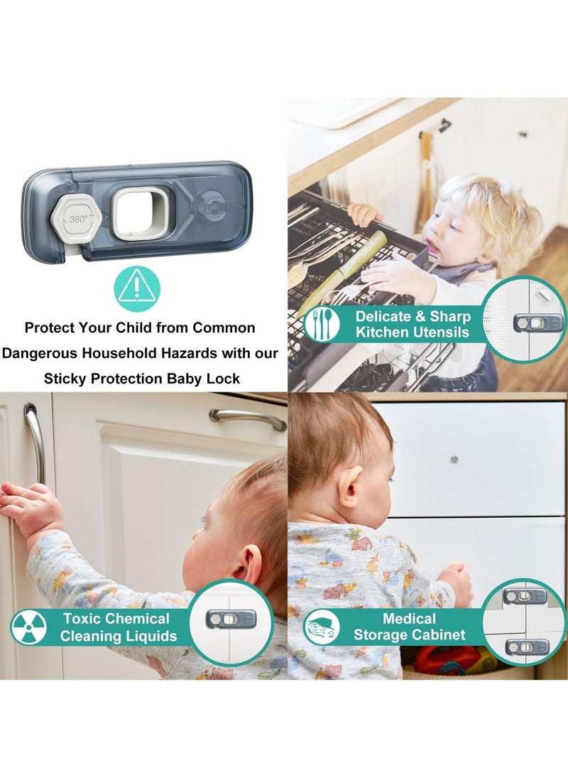 Y&D 5 Pcs Fridge Locks for Toddlers Child Proof Refrigerator Lock Baby Safety Cabinet Fridge Cabinets Freezer Apply to Max 1"(25mm) Sealing Strip (Clear) - Image 3