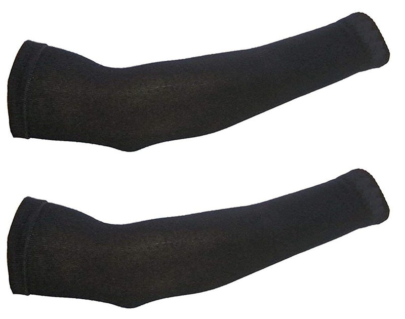 Krystle Boy's Cool Sports Arm Sleeves, Bike Riding Sun Tann Protective Sleeves (Black)- (Pack of 1 Pair) - Image 1