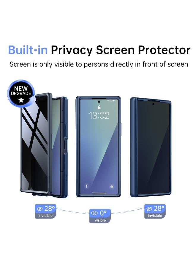 موبوسي جراب مغناطيسي لهاتف سامسونج جالاكسي زد فولد 7 مع واقي شاشة للخصوصية، متوافق مع الشحن المغناطيسي، بتغطية نحيفة كاملة للجسم مع حماية للمفصل، جراب مقاوم للصدمات لهاتف سامسونج جالاكسي زد فولد 7، باللون الأزرق الظليل - Image 3