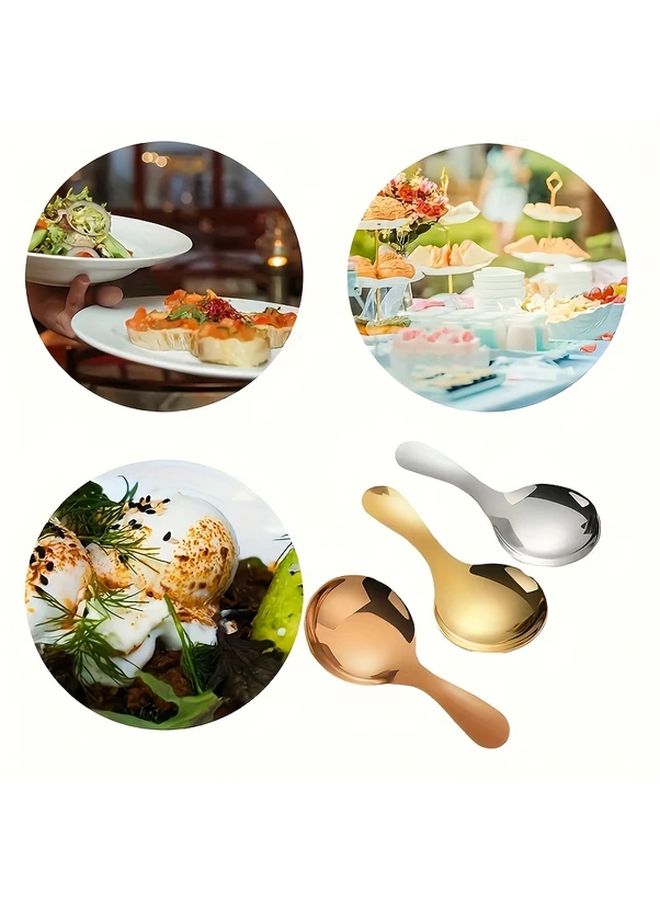 Golden 8 Piece Short Handle Stainless Steel Spoons For Coffee Tea Desserts - Image 4
