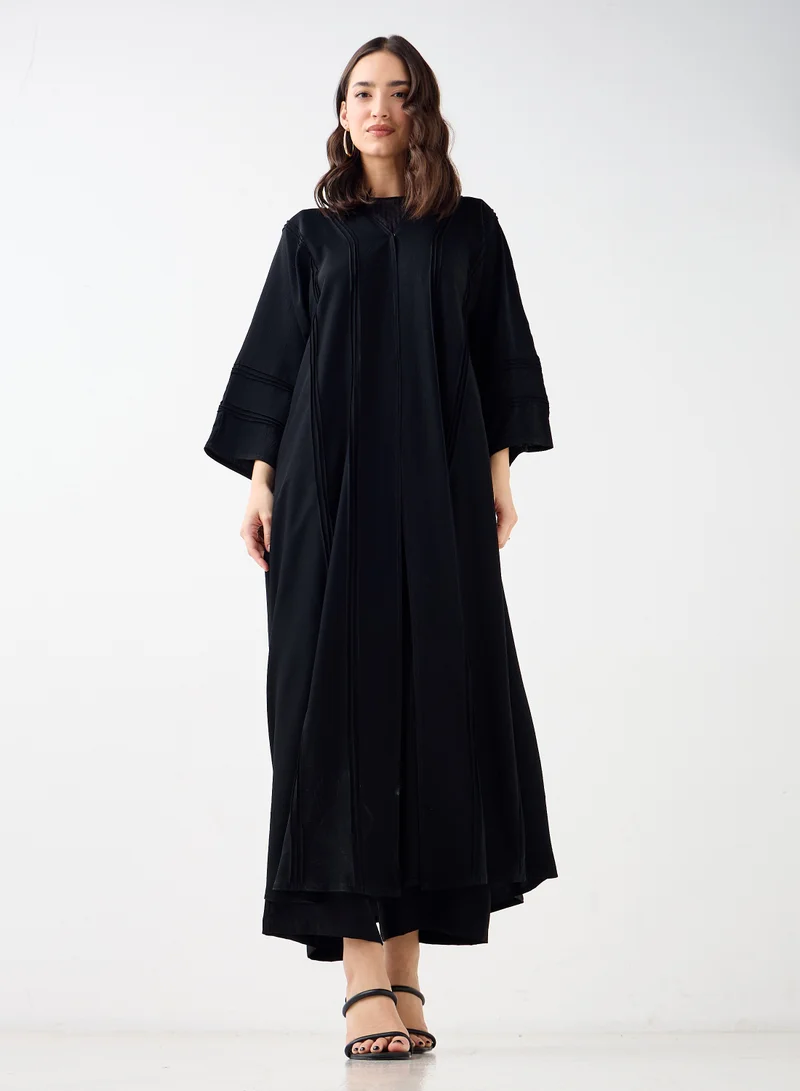 Hadiyath Al Madinah Classic Black  Abaya - HM